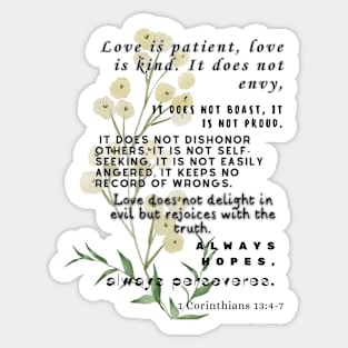 1 Corinthians 13:4-7, Famous Bible Verse. Sticker